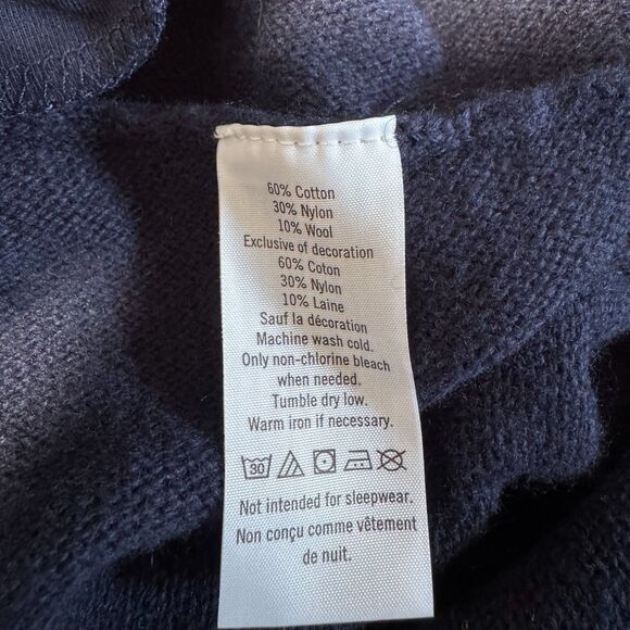 Janie and Jack navy red plaid trim knit poncho sweater Kids 5 cozy fall classic - Picture 6 of 6